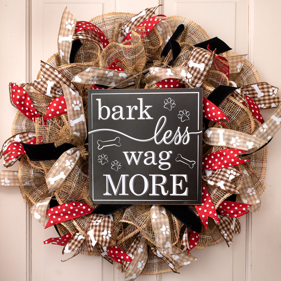 10" Square Wooden Sign: Bark Less Wag More Lifestyle Photo
