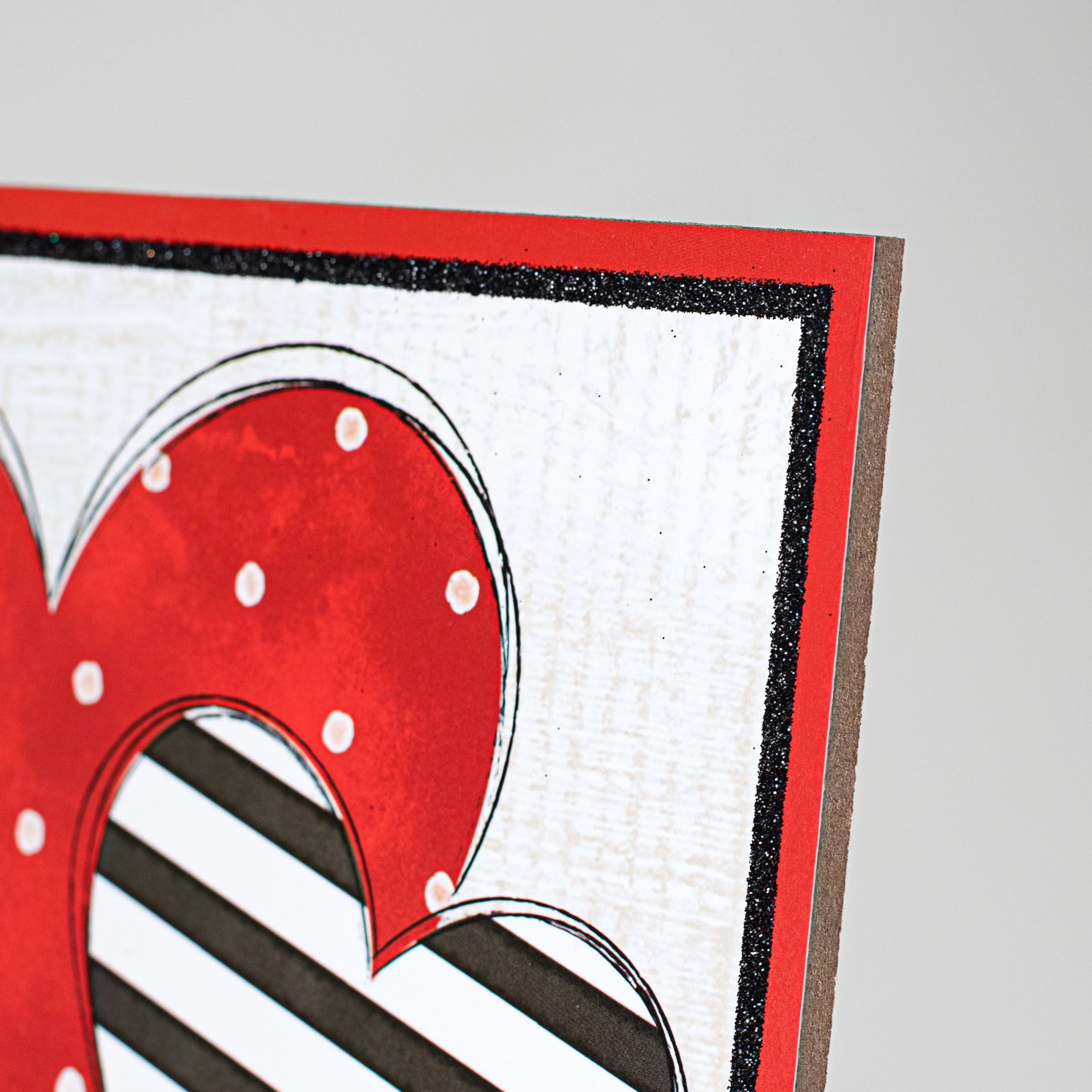 10" Square Wooden Sign: Be Mine Cheetah Patterned Hearts detail photo 3
