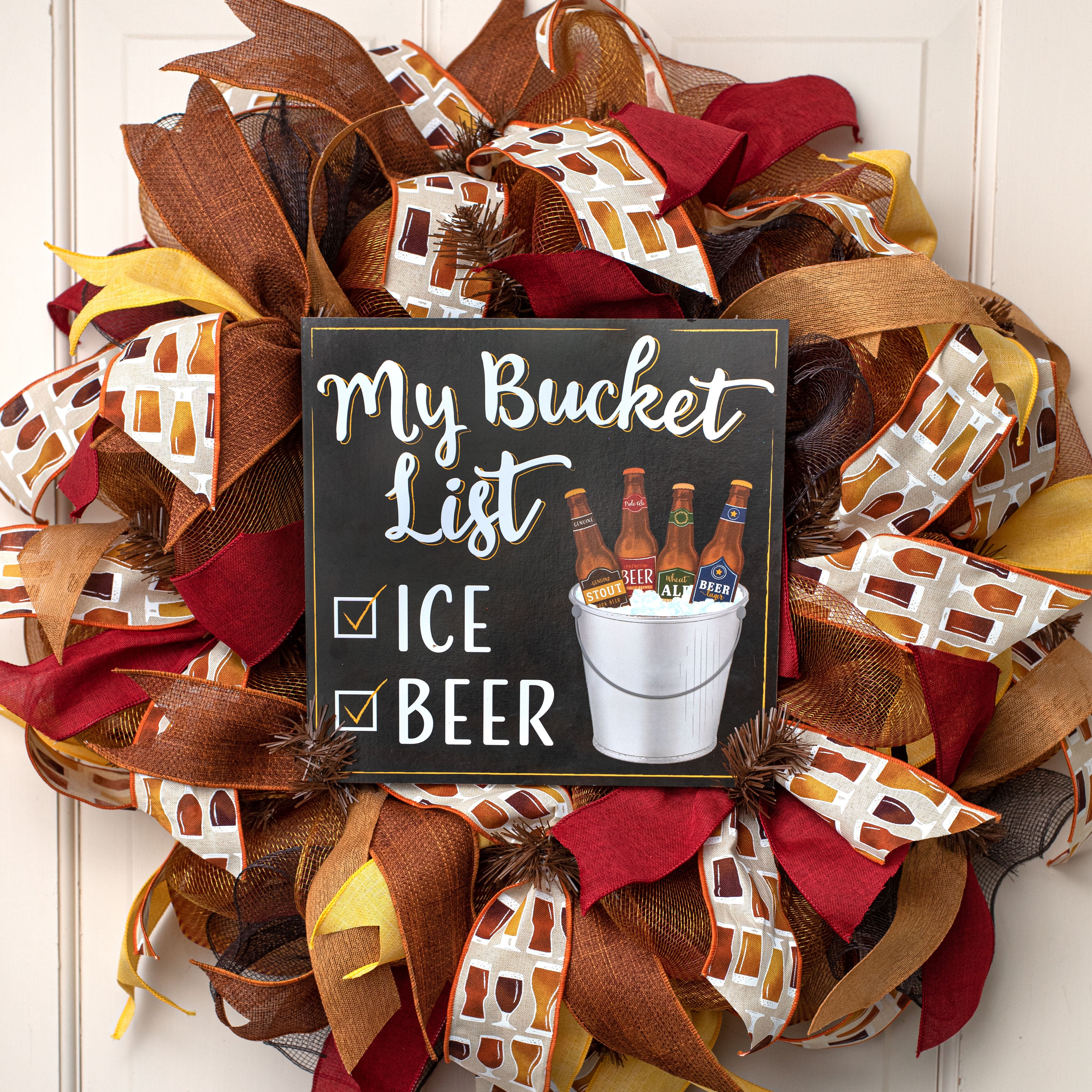 10" Square Wooden Sign: Beer Bucket List Lifestyle Photo
