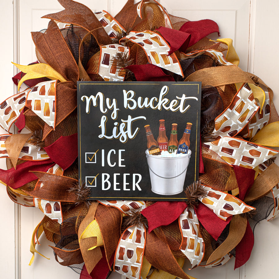 10" Square Wooden Sign: Beer Bucket List Lifestyle Photo