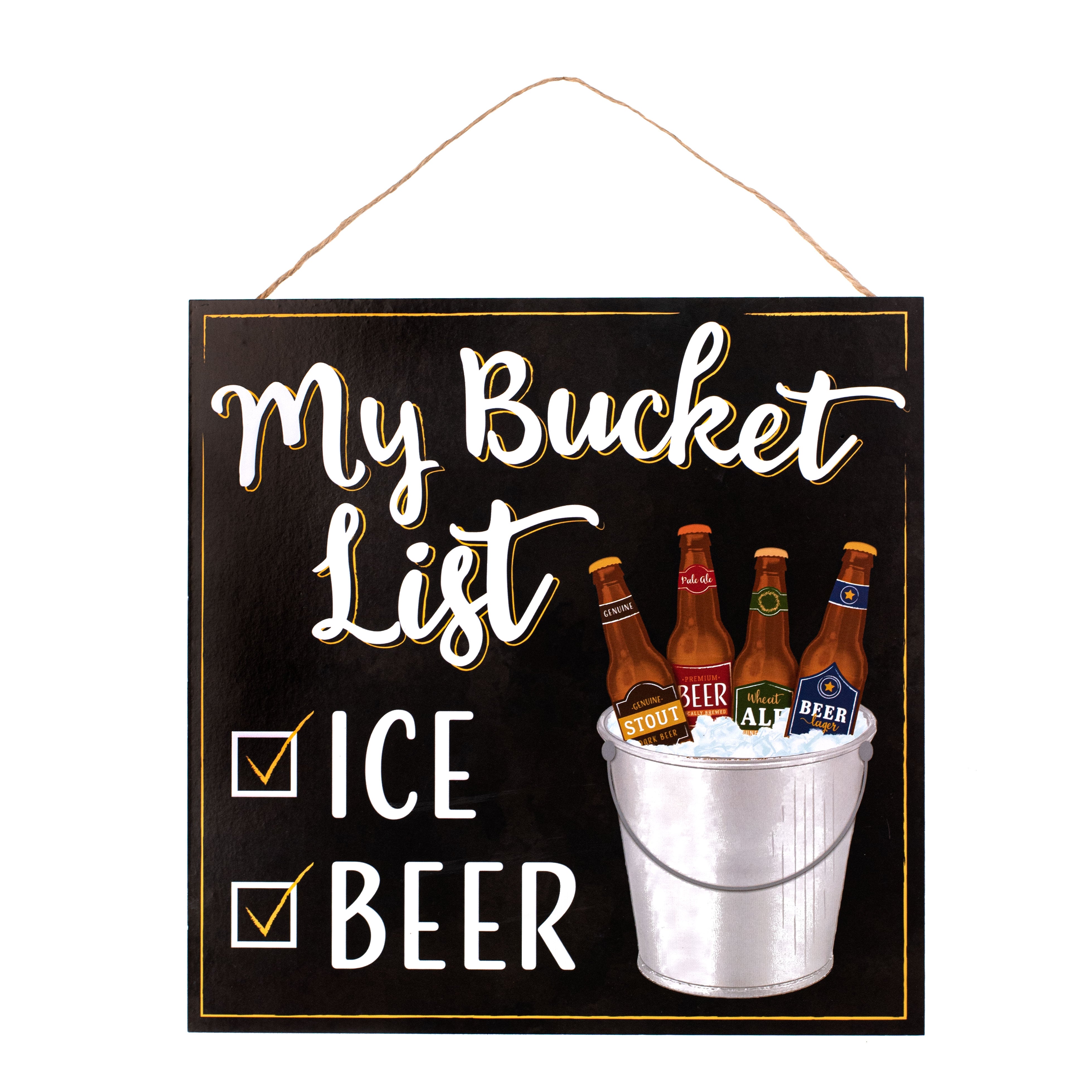 10" Square Wooden Sign: Beer Bucket List Item Number: AP7110