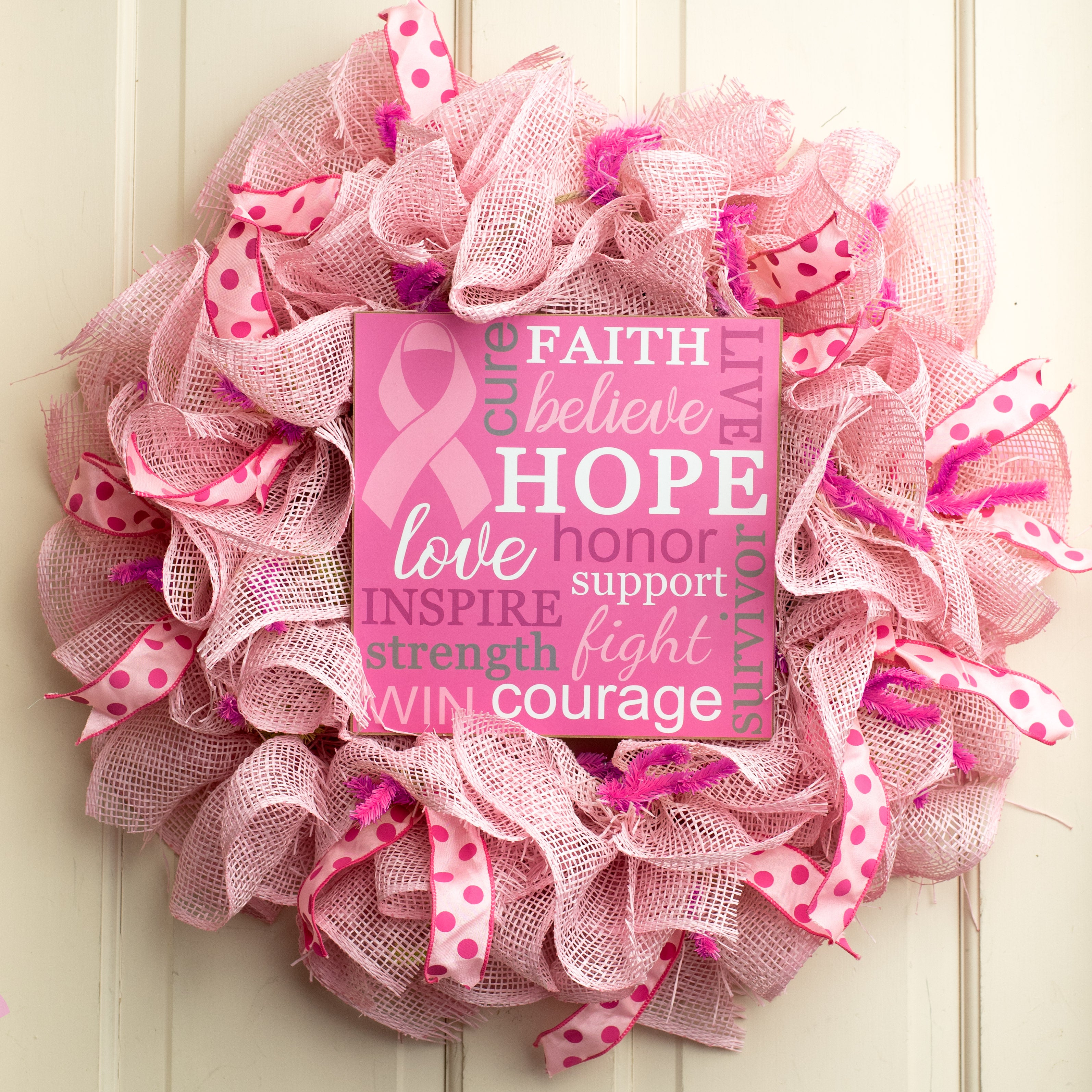 10" Square Wooden Sign: Breast Cancer Awareness Lifestyle Photo