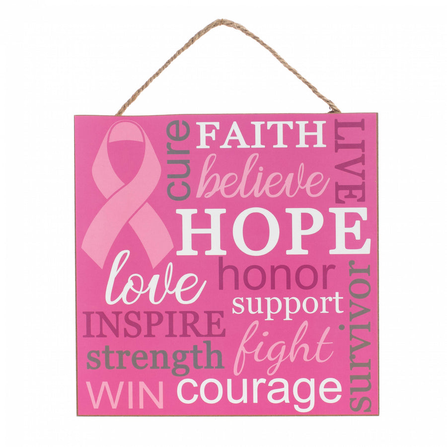 10" Square Wooden Sign: Breast Cancer Awareness Item Number: AP8292