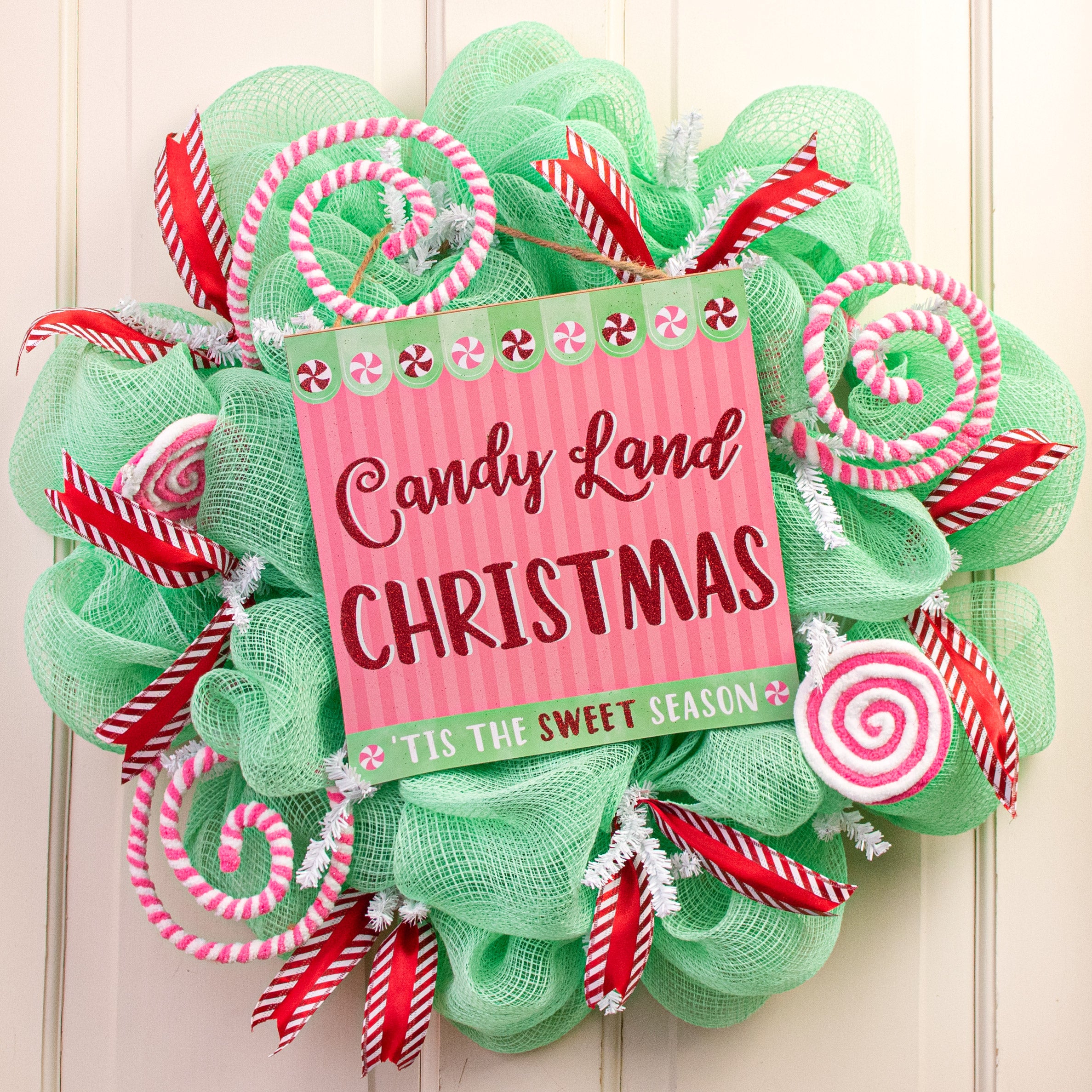 10" Square Wooden Sign: Candy Land Christmas Lifestyle Photo