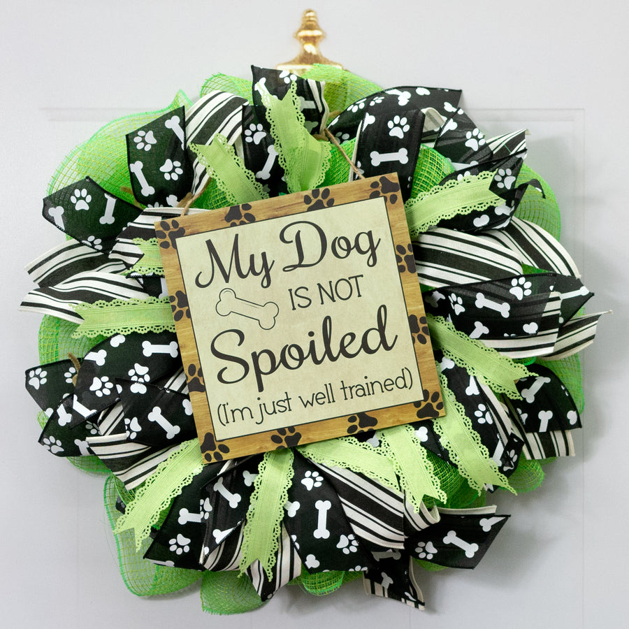 10" Square Wooden Sign: Dog Not Spoiled Lifestyle Photo