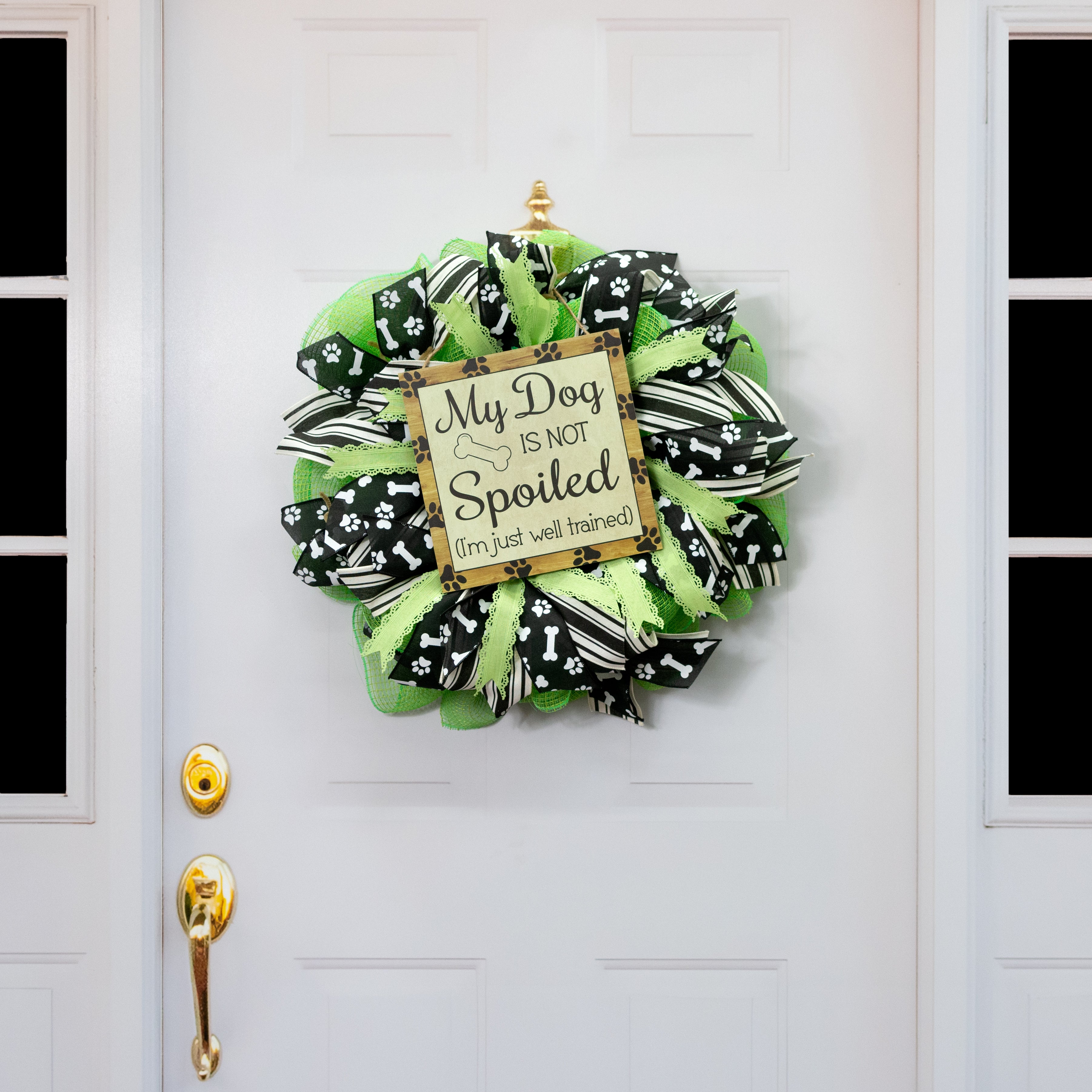 10" Square Wooden Sign: Dog Not Spoiled detail photo 4