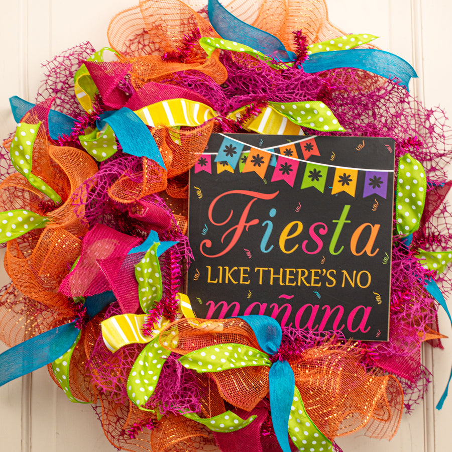 10" Square Wooden Sign: Fiesta Like There's No MaÃ±ana Lifestyle Photo