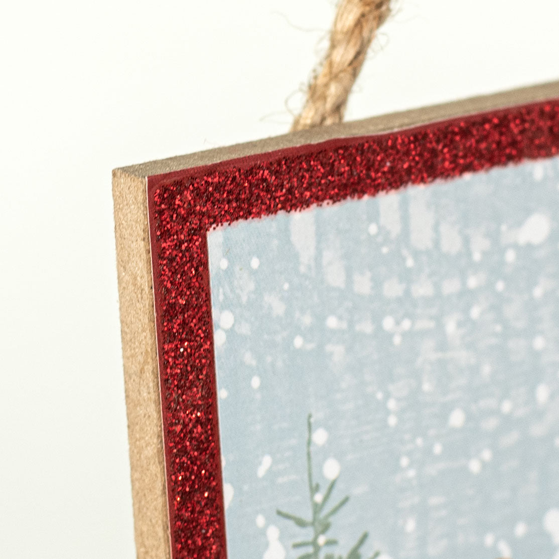 10" Square Wooden Sign: Glitter Christmas Barn detail photo 3