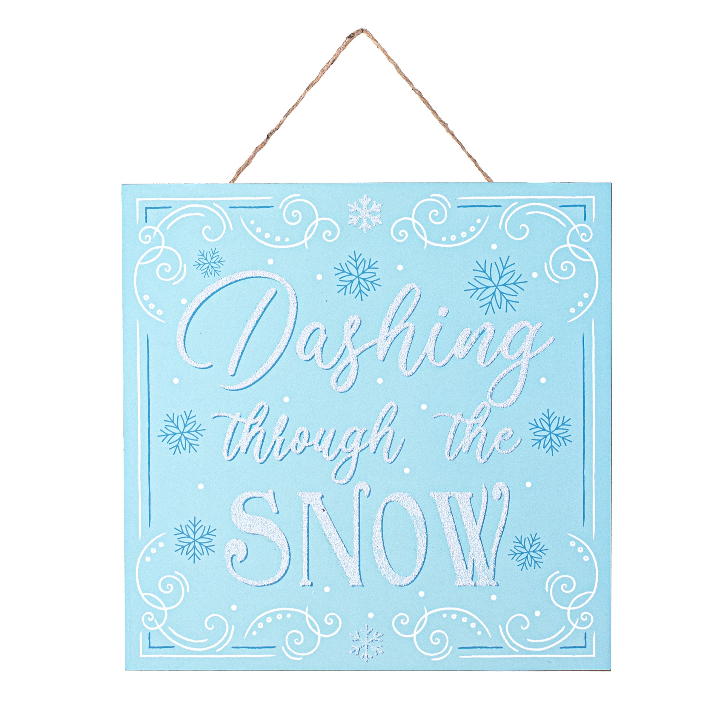 10" Square Wooden Sign: Glitter Dashing Through The Snow Item Number: AP7808