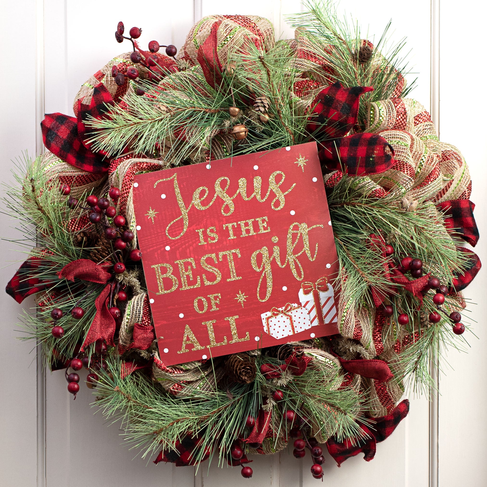 10" Square Wooden Sign: Glitter Jesus Is The Best Gift Lifestyle Photo
