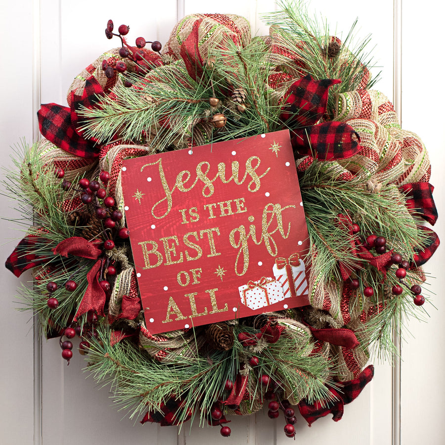 10" Square Wooden Sign: Glitter Jesus Is The Best Gift Lifestyle Photo