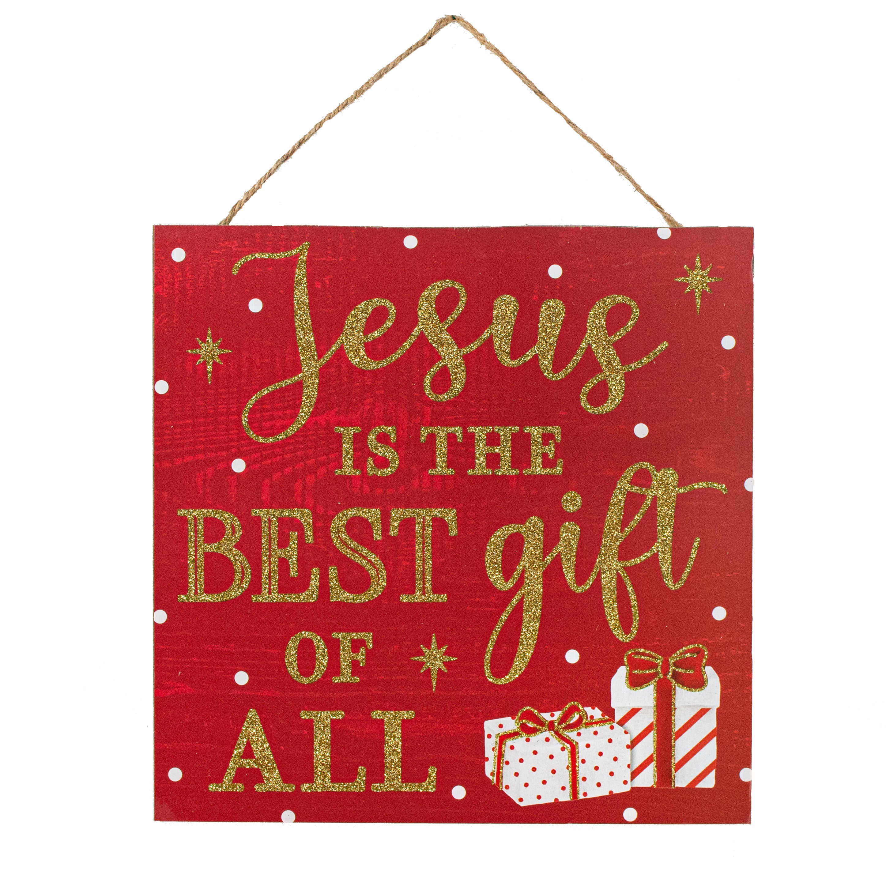 10" Square Wooden Sign: Glitter Jesus Is The Best Gift Item Number: AP8971