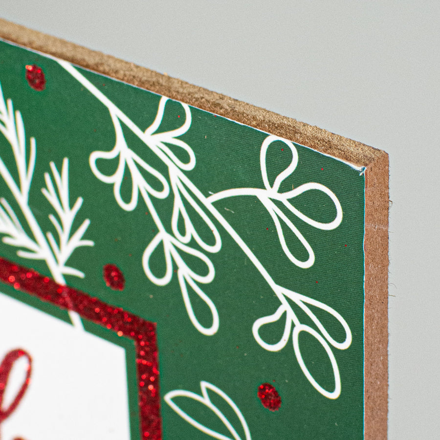 10" Square Wooden Sign: Glitter Wish You Merry Christmas detail photo 3