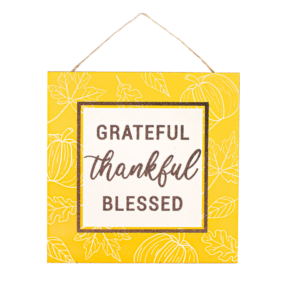 10" Square Wooden Sign: Grateful, Thankful, Blessed Item Number: AP8988