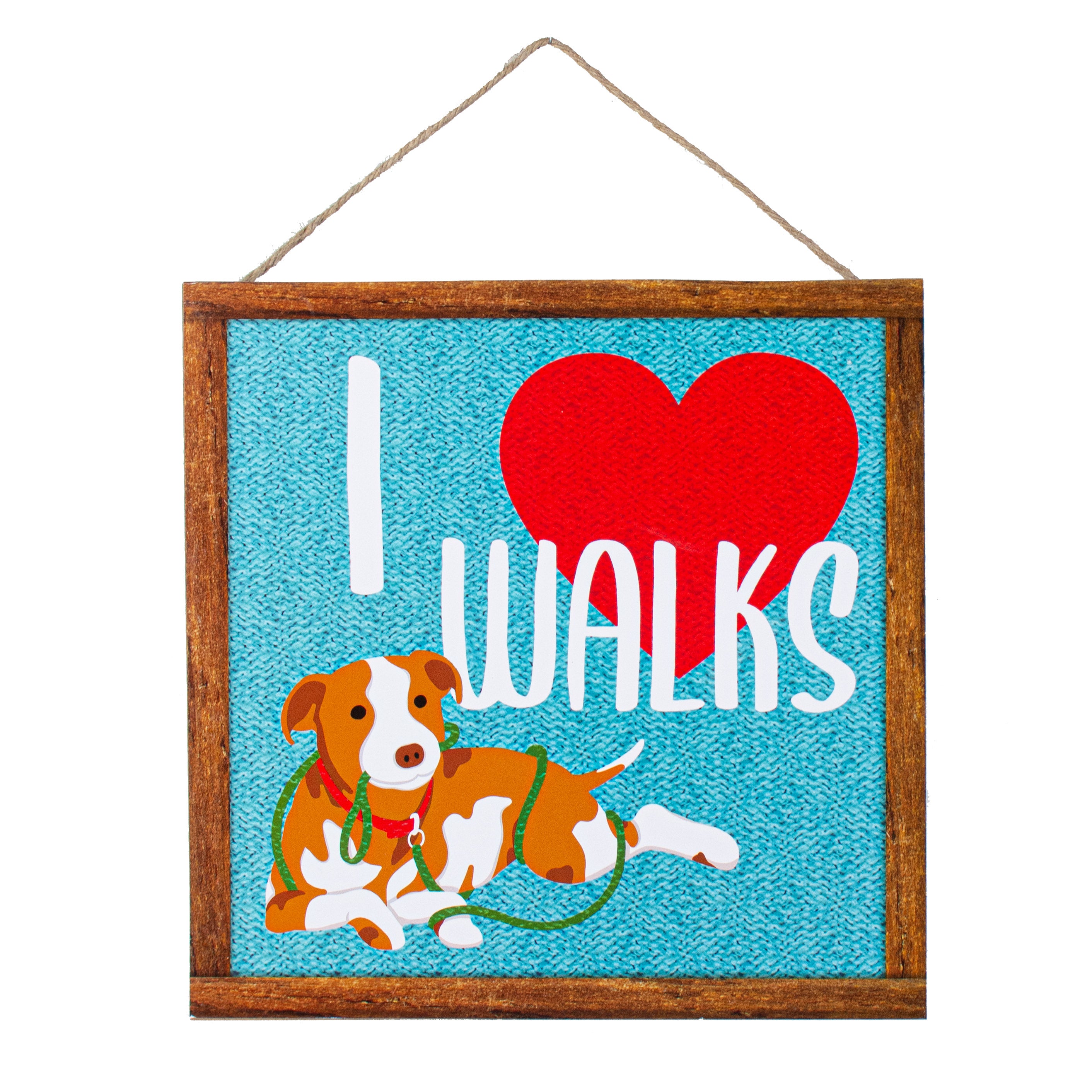 10" Square Wooden Sign: I Heart (Dog) Walks Item Number: AP7128