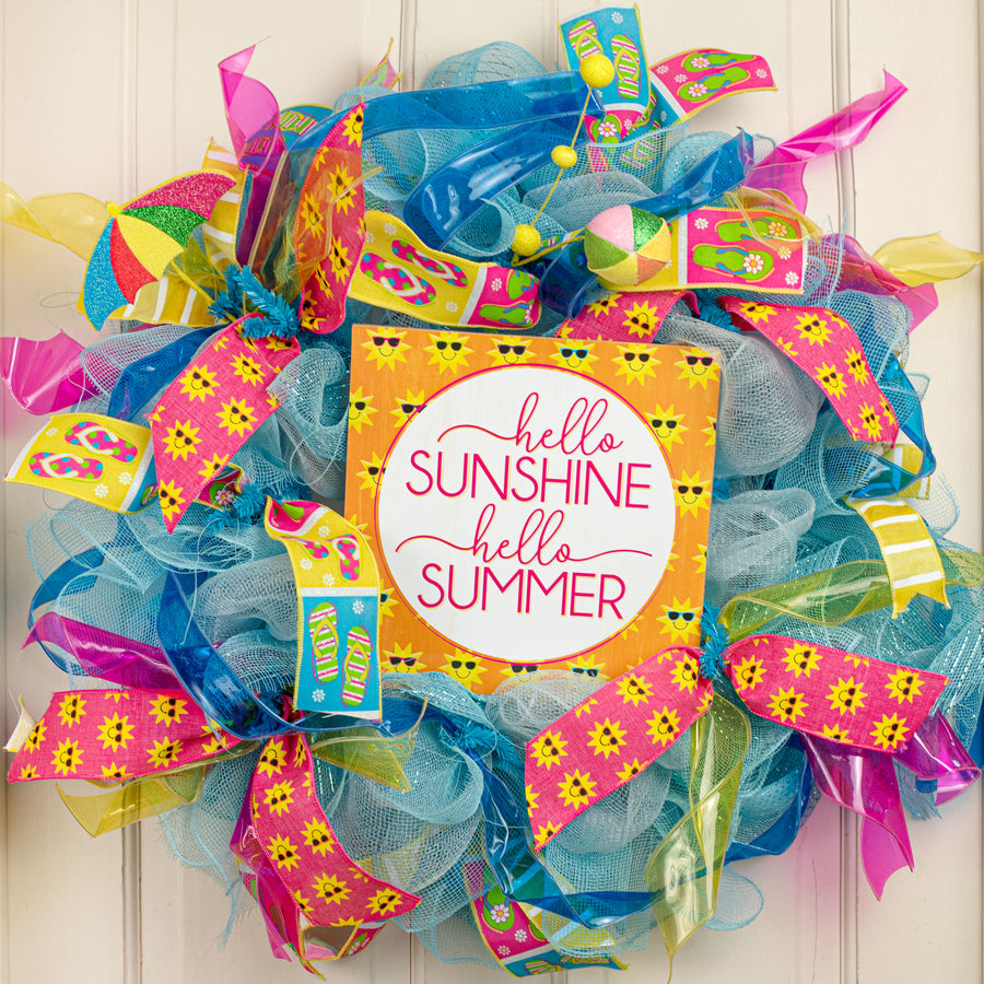 10" Square Wooden Sign: Hello Sunshine Summer Lifestyle Photo