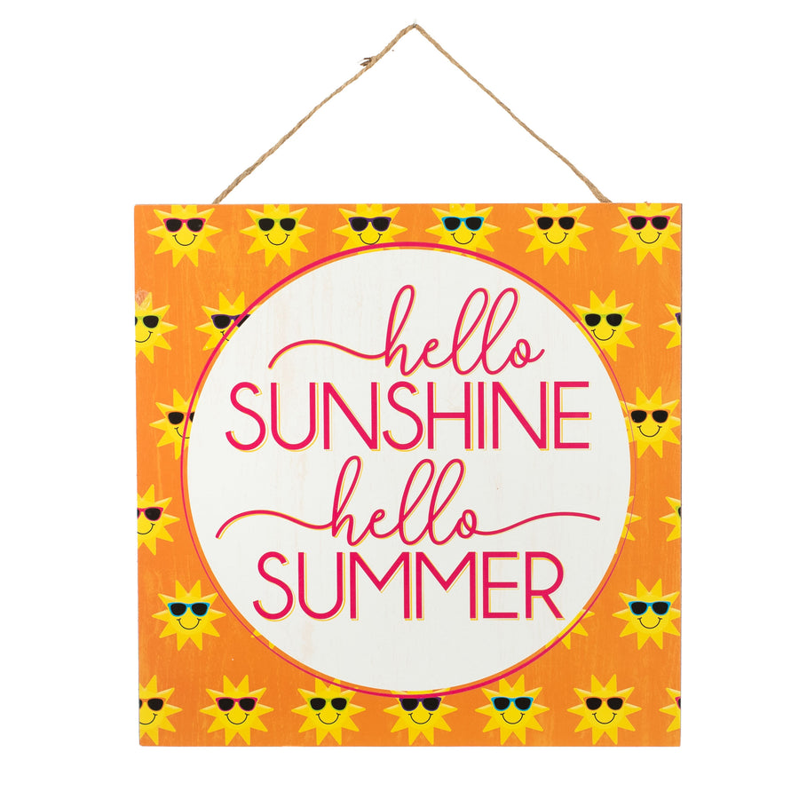 10" Square Wooden Sign: Hello Sunshine Summer Item Number: AP8761