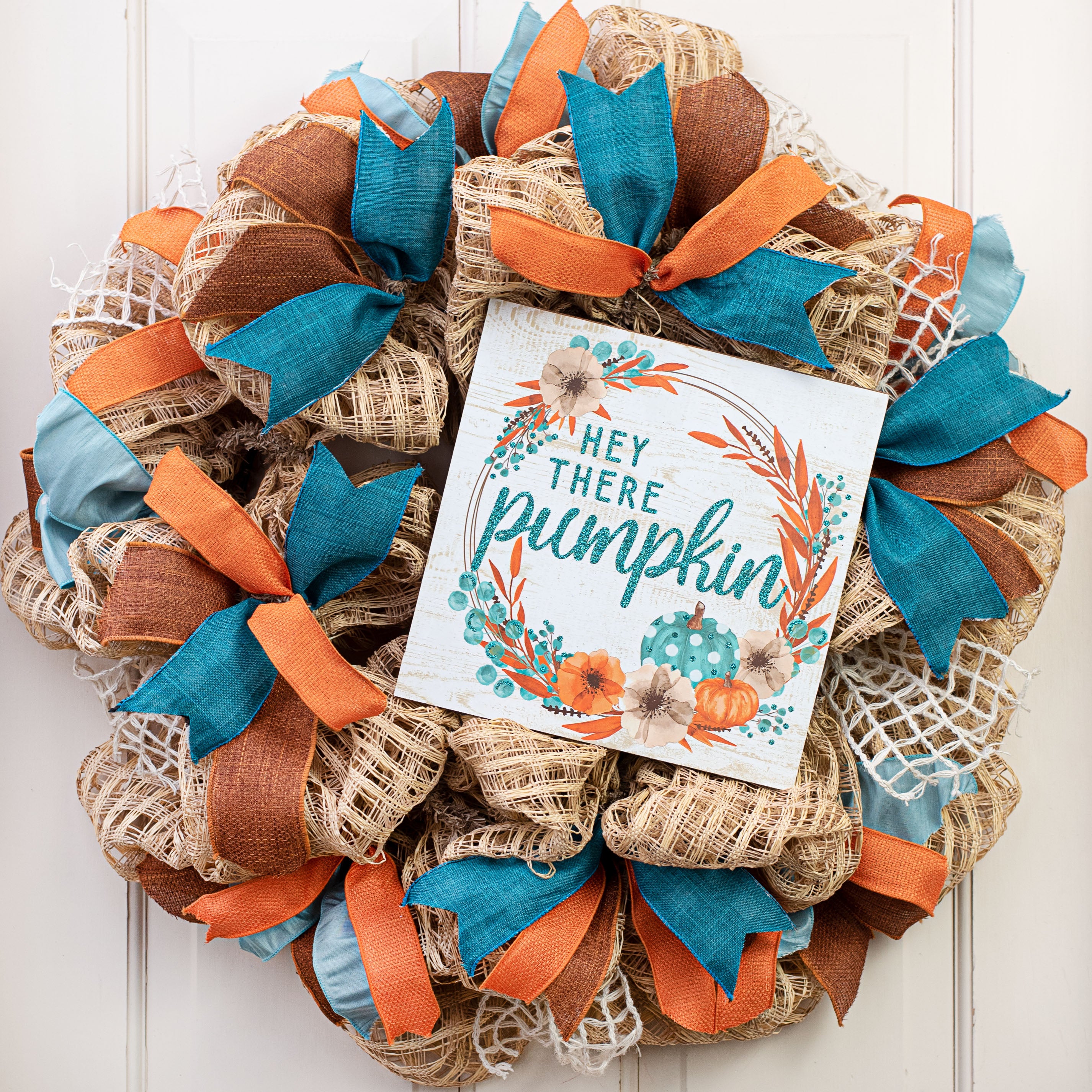 10" Square Wooden Sign: Hey There Pumpkin Glitter Lifestyle Photo