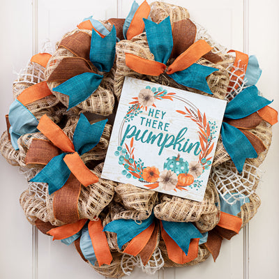 10" Square Wooden Sign: Hey There Pumpkin Glitter Lifestyle Photo