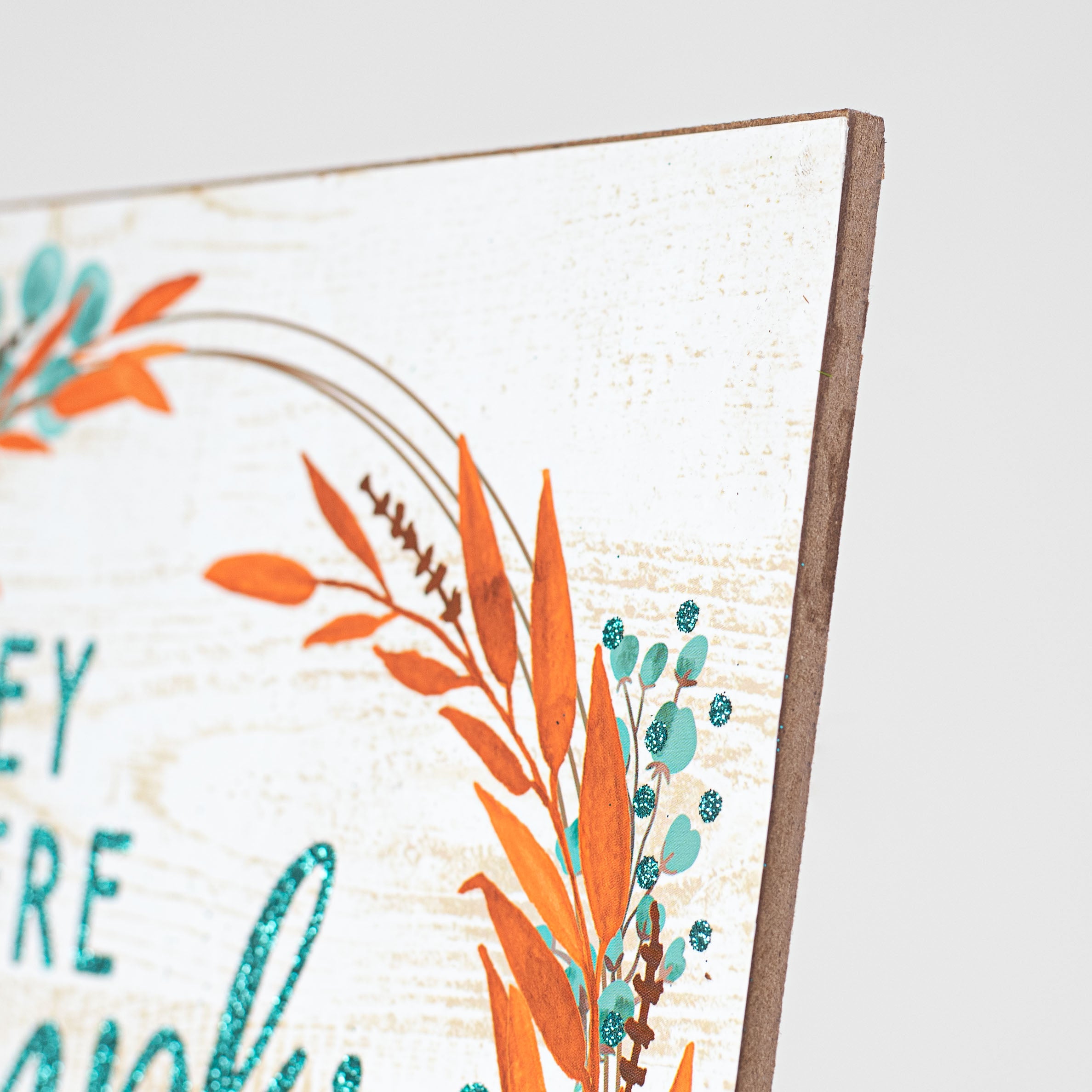 10" Square Wooden Sign: Hey There Pumpkin Glitter detail photo 3