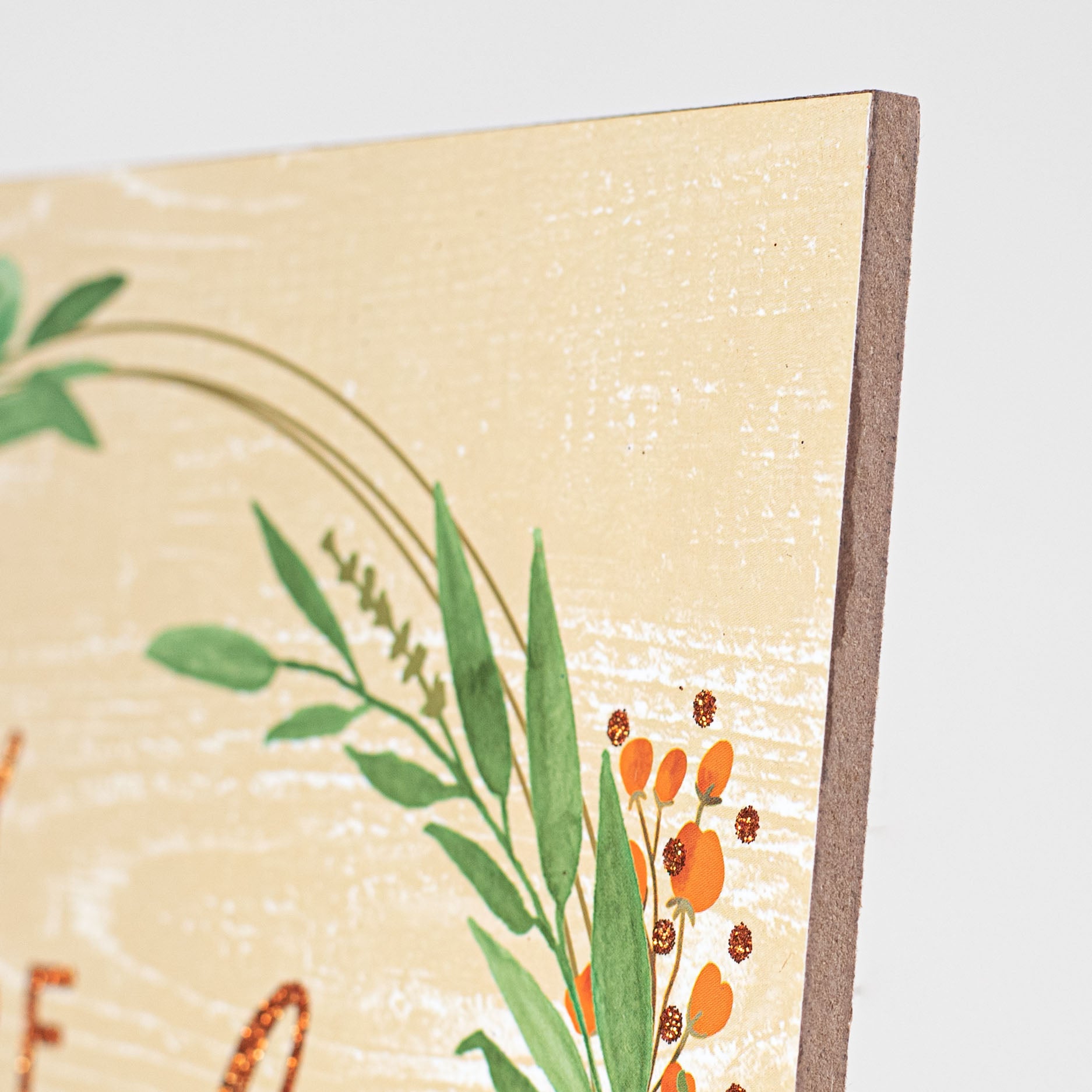 10" Square Wooden Sign: Hey There Pumpkin Glitter, Light Beige detail photo 3