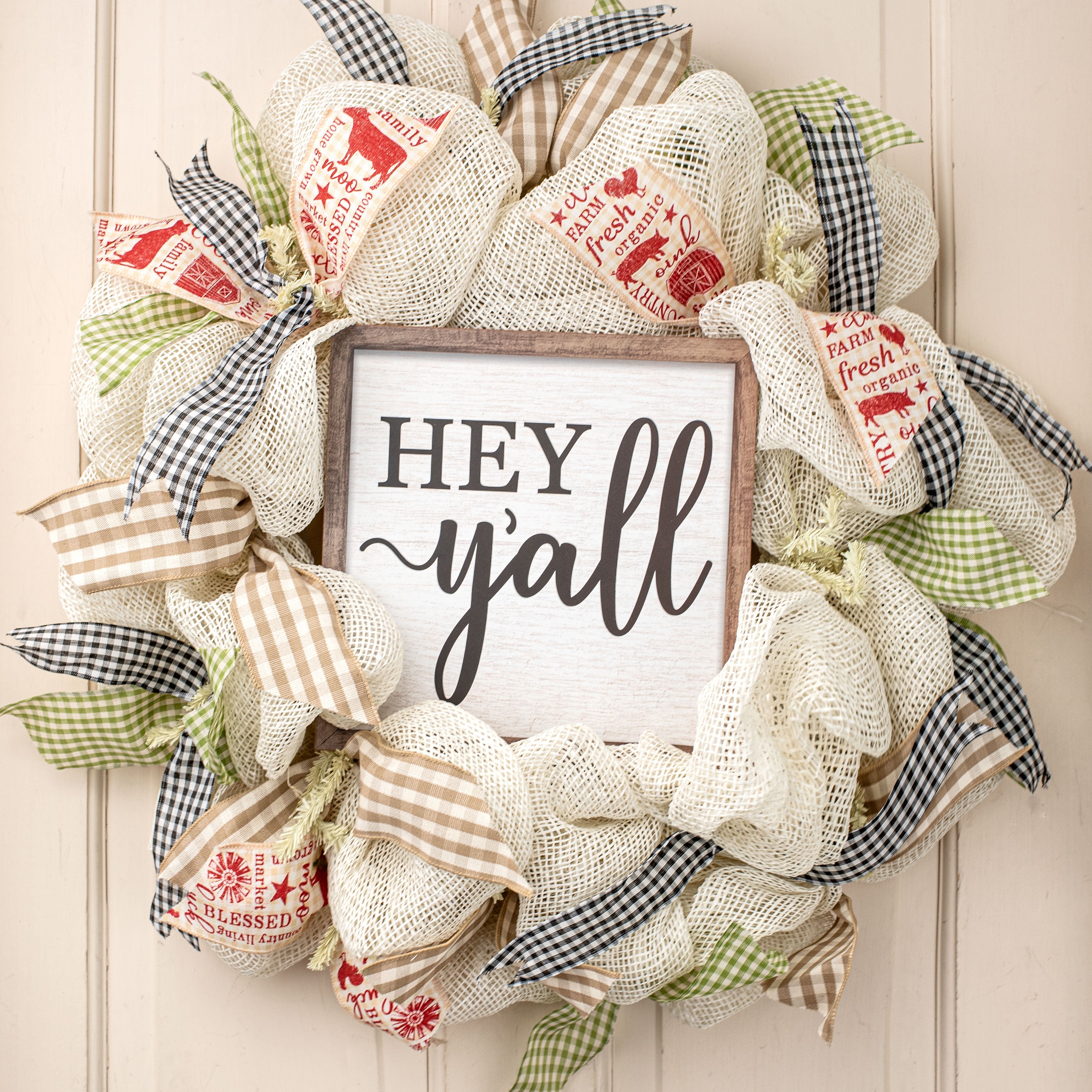 10" Square Wooden Sign: Hey Y'all Lifestyle Photo