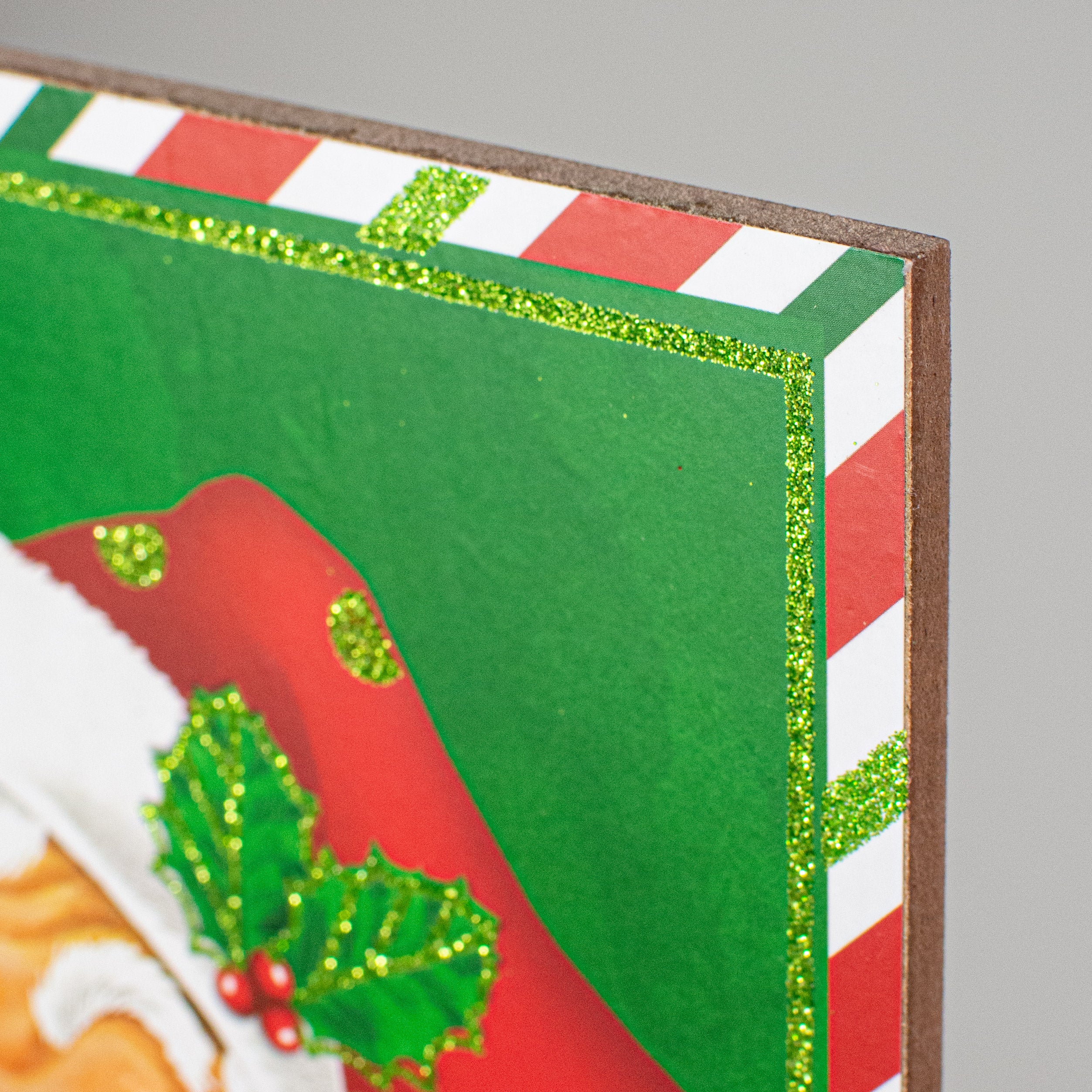 10" Square Wooden Sign: Ho Ho Ho Santa detail photo 3