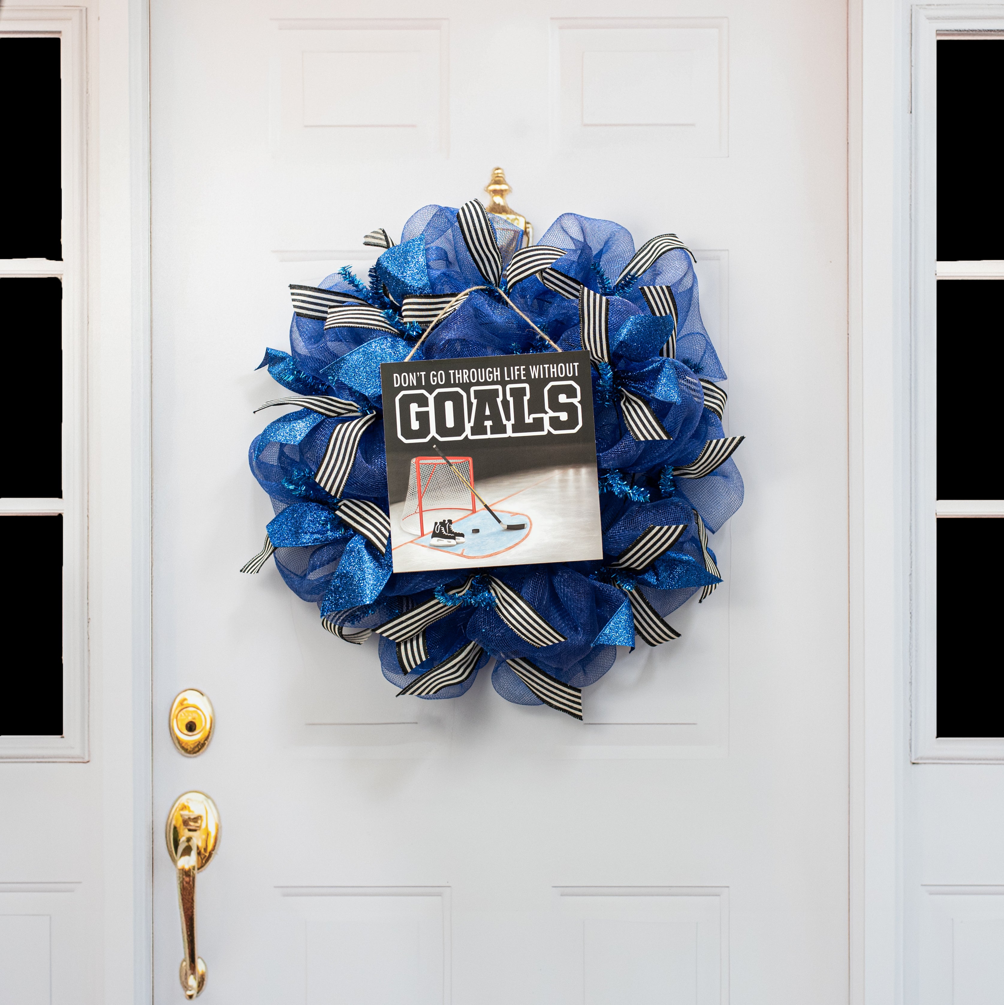 10" Square Wooden Sign: Hockey Goals detail photo 4