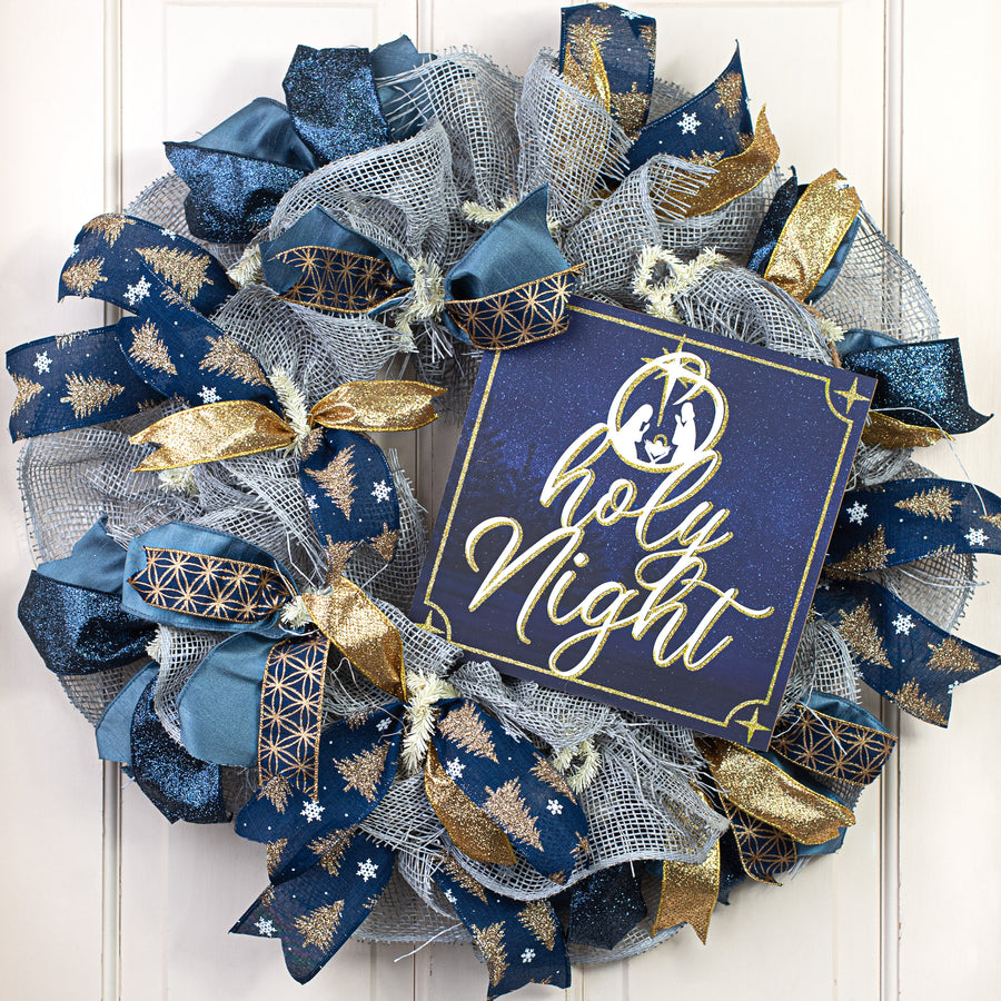 10" Square Wooden Sign: O Holy Night Glitter Lifestyle Photo