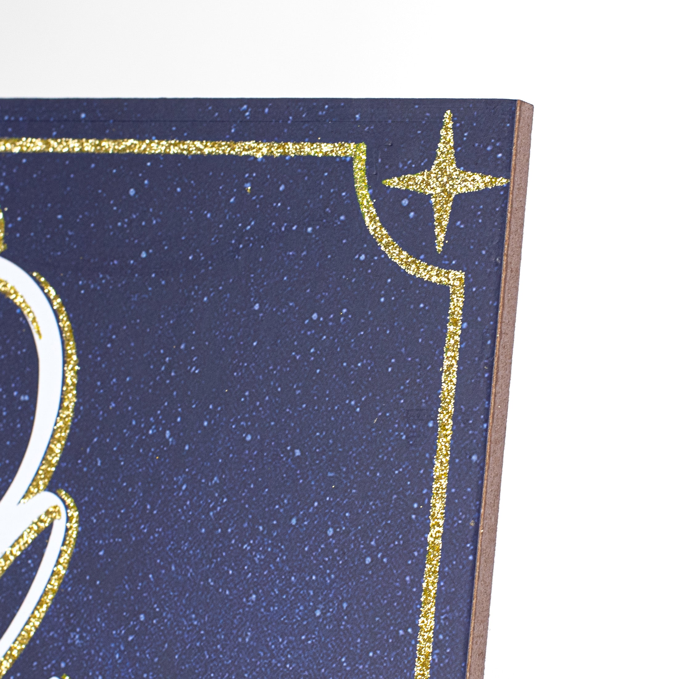 10" Square Wooden Sign: O Holy Night Glitter detail photo 3