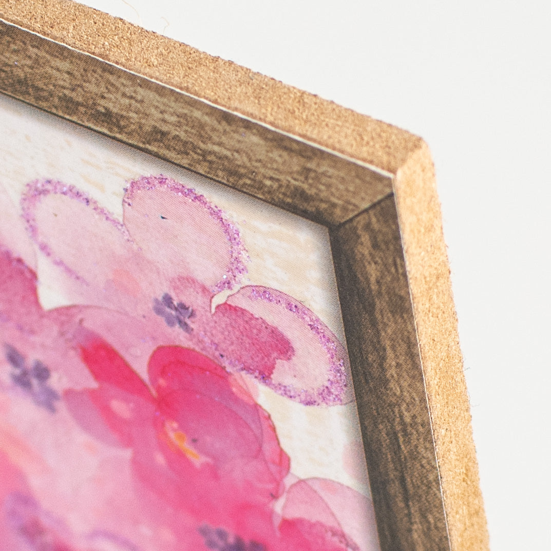 10" Square Wooden Sign: Hummingbird and Florals detail photo 3