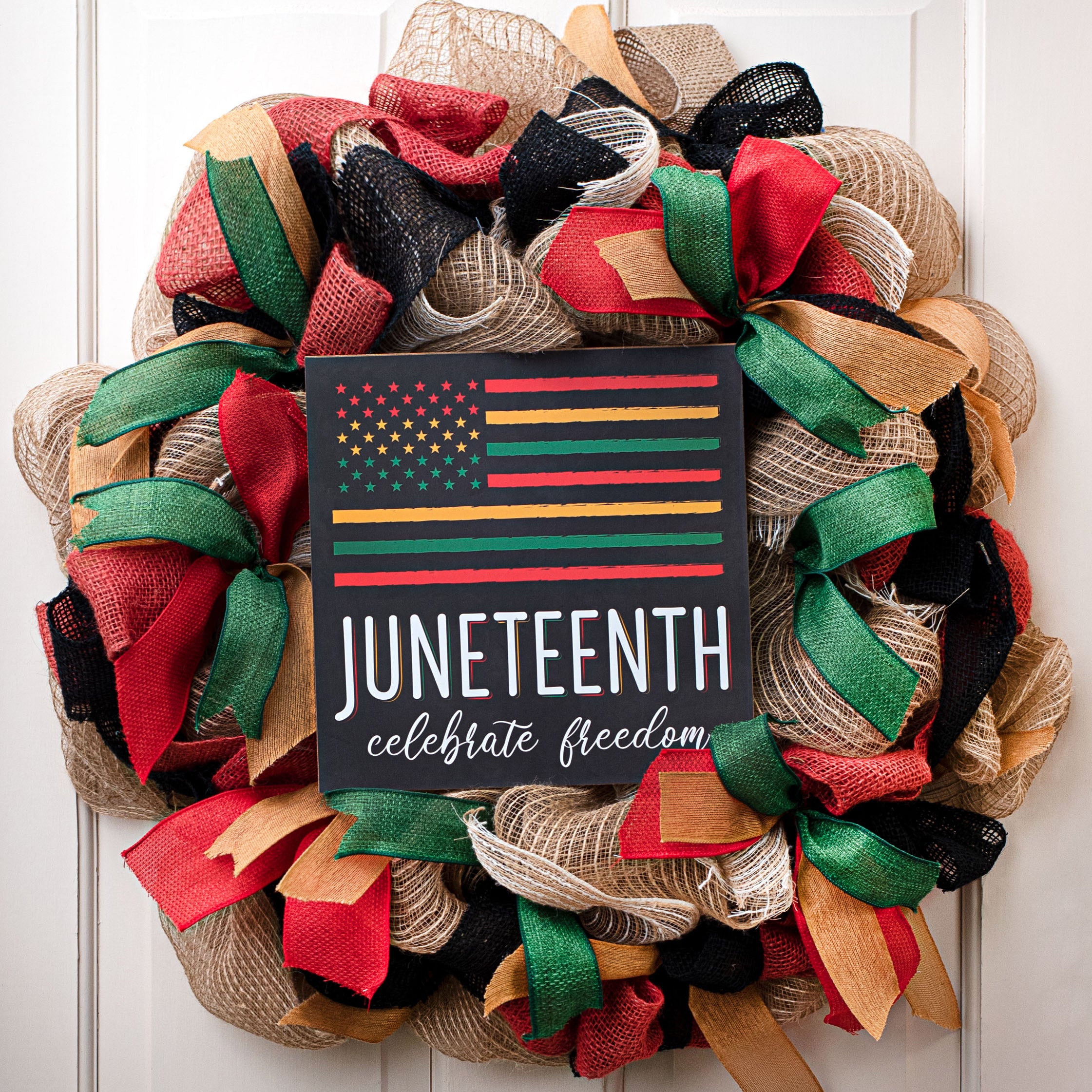 10" Square Wooden Sign: Juneteenth Freedom Flag Lifestyle Photo
