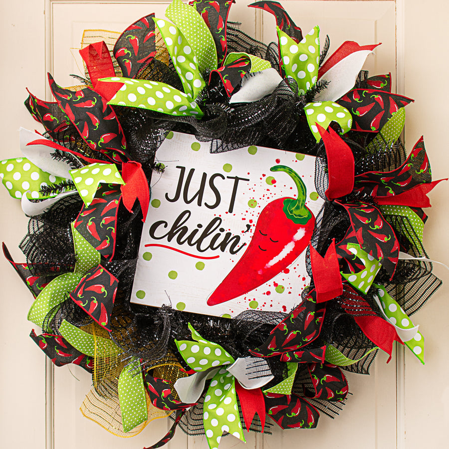 10" Square Wooden Sign: Just Chilin' Chili Lifestyle Photo