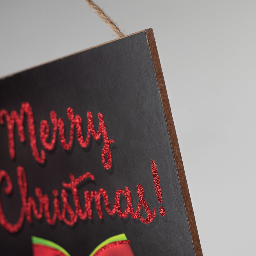 10" Square Wooden Sign: Leopard Merry Christmas detail photo 3