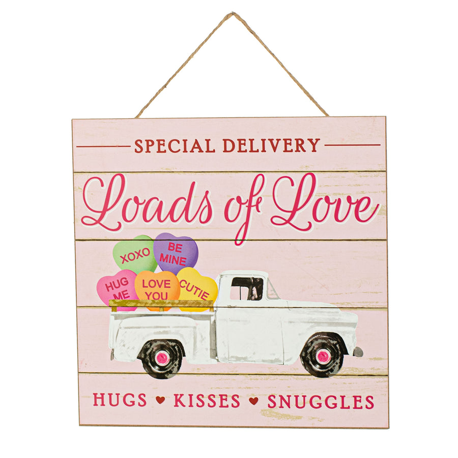 10" Square Wooden Sign: Loads of Love Truck Item Number: AP8767