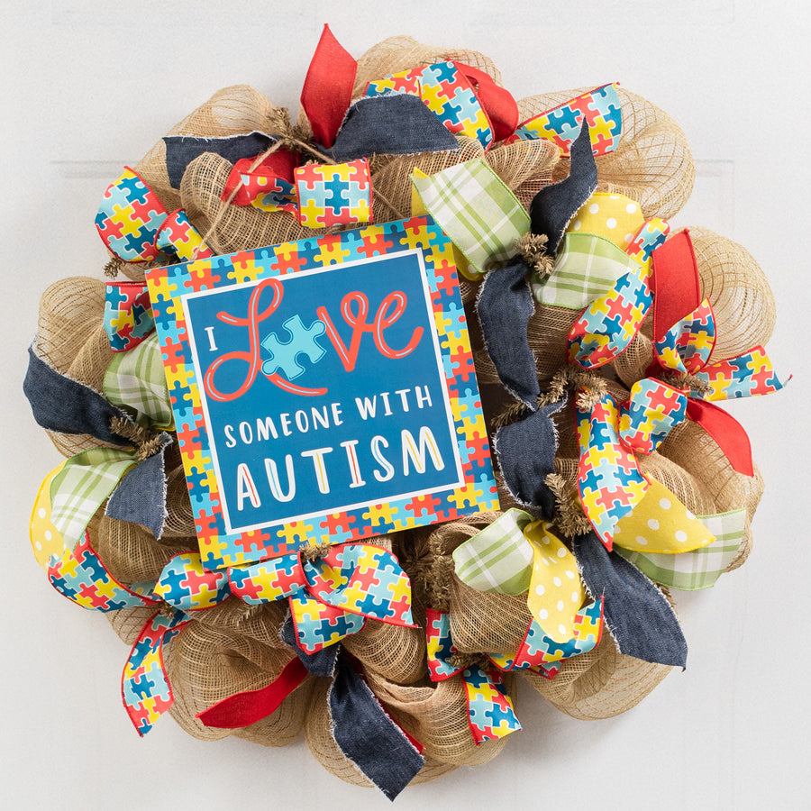10" Square Wooden Sign: I Love Someone With Autism Lifestyle Photo