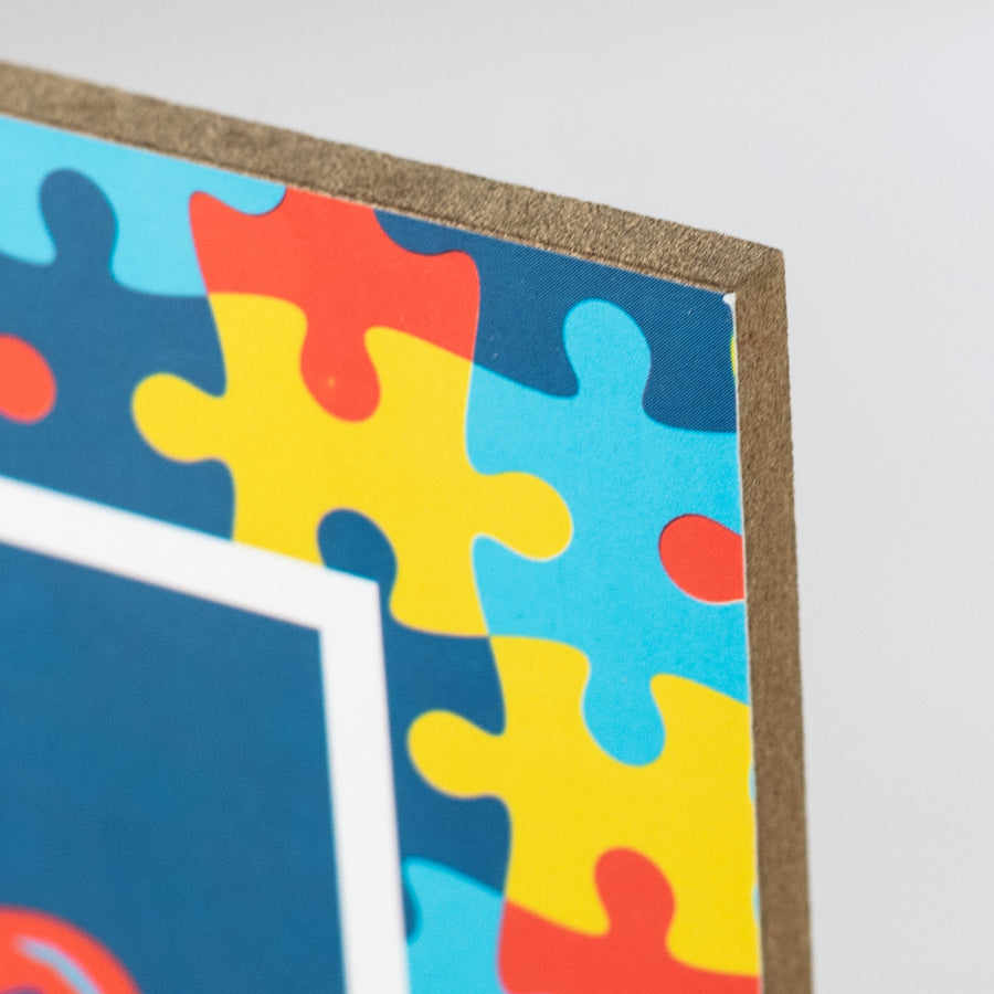 10" Square Wooden Sign: I Love Someone With Autism detail photo 3