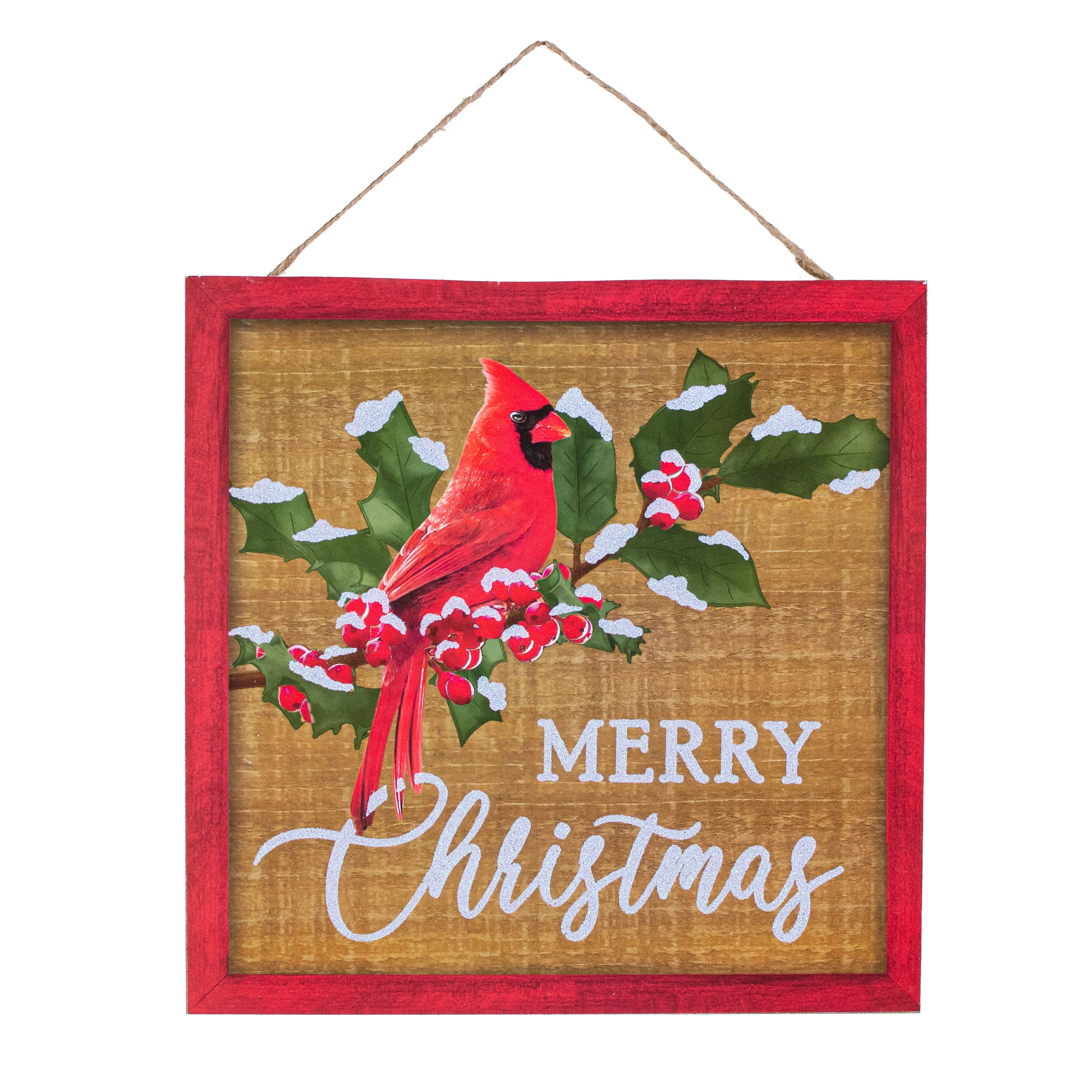 10" Square Wooden Sign: Merry Christmas Cardinal Item Number: AP8999