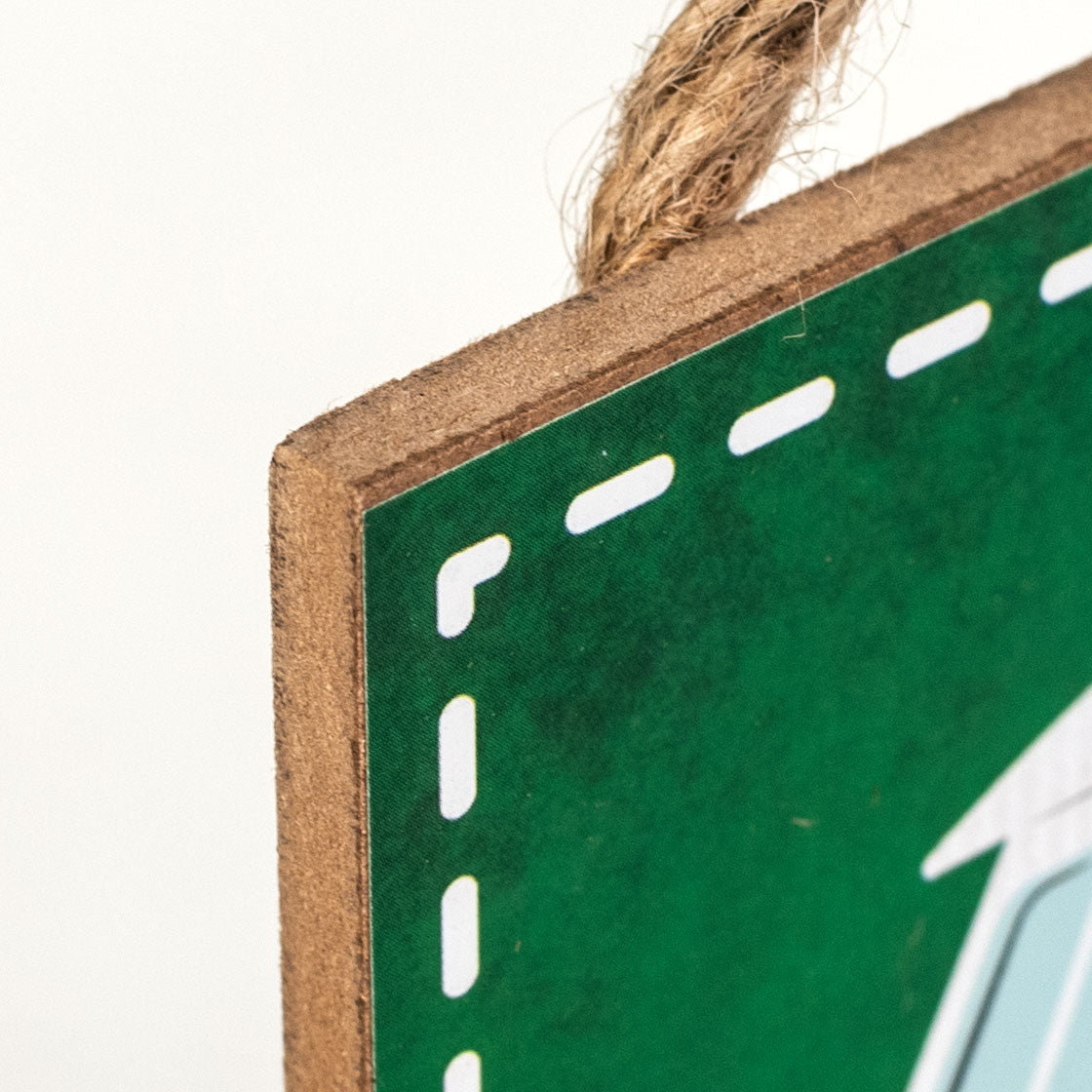 10" Square Wooden Sign: Merry Christmas Vintage Bus detail photo 3
