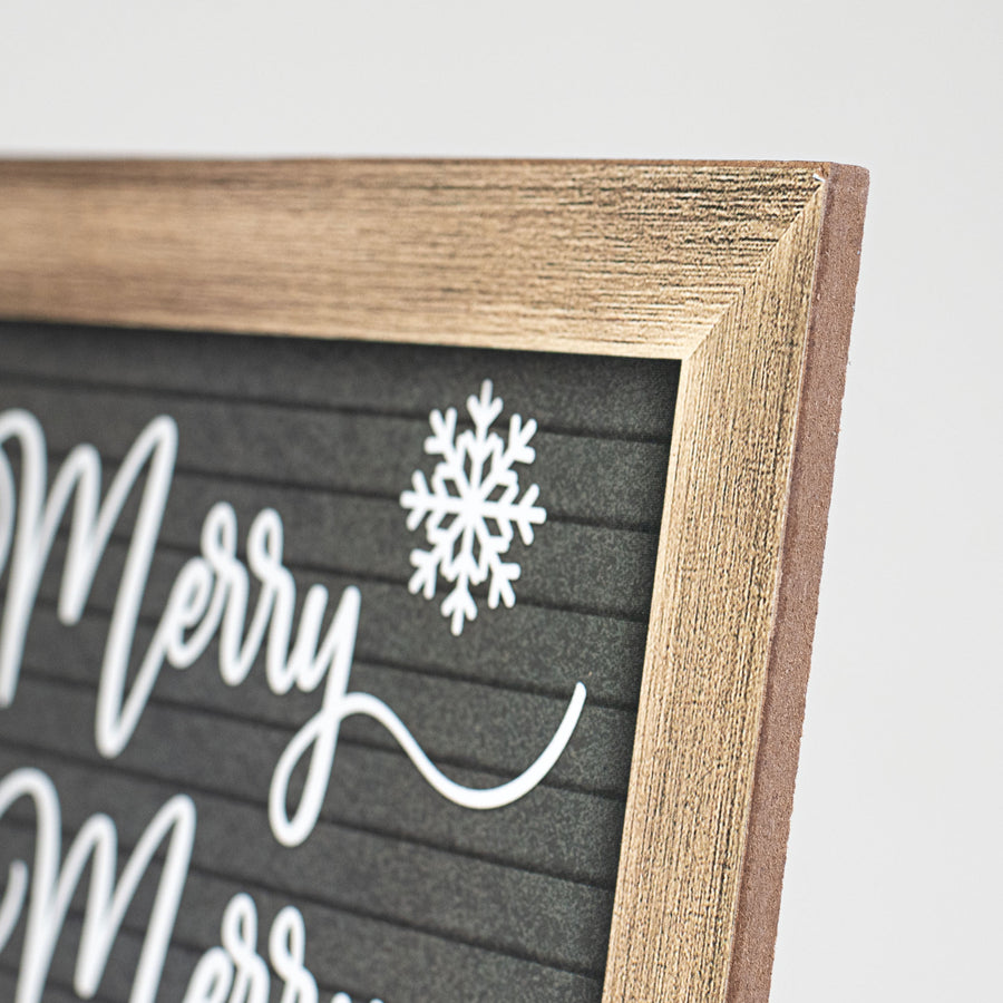 10" Square Wooden Sign: Merry Merry Merry Christmas detail photo 3