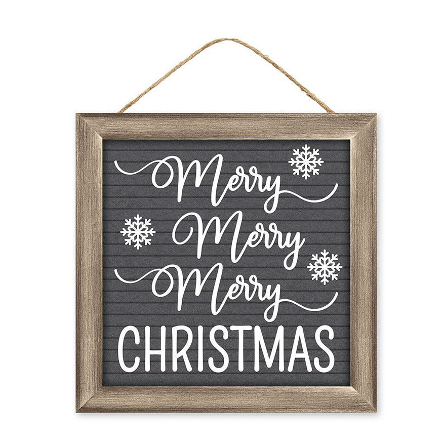 10" Square Wooden Sign: Merry Merry Merry Christmas Item Number: AP7157
