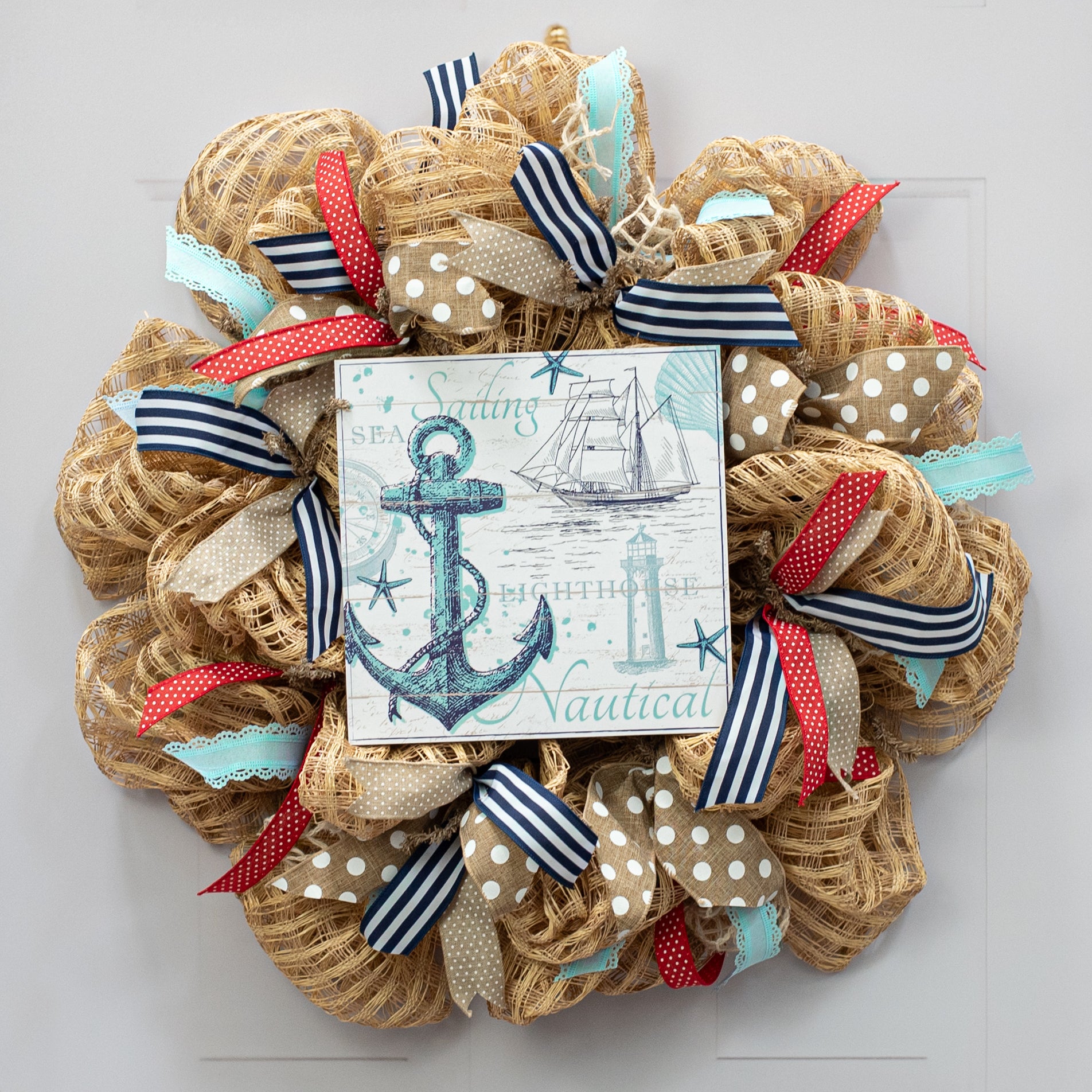 10" Square Wooden Sign: Nautical Collage Lifestyle Photo