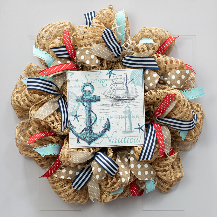 10" Square Wooden Sign: Nautical Collage Lifestyle Photo