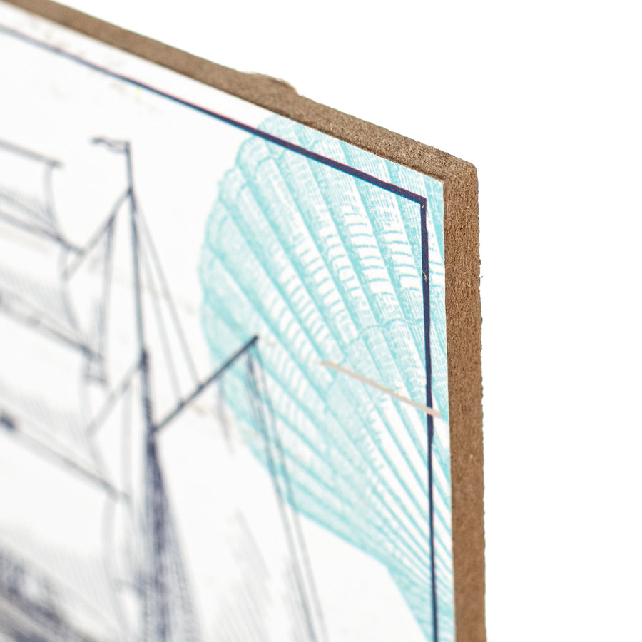 10" Square Wooden Sign: Nautical Collage detail photo 3