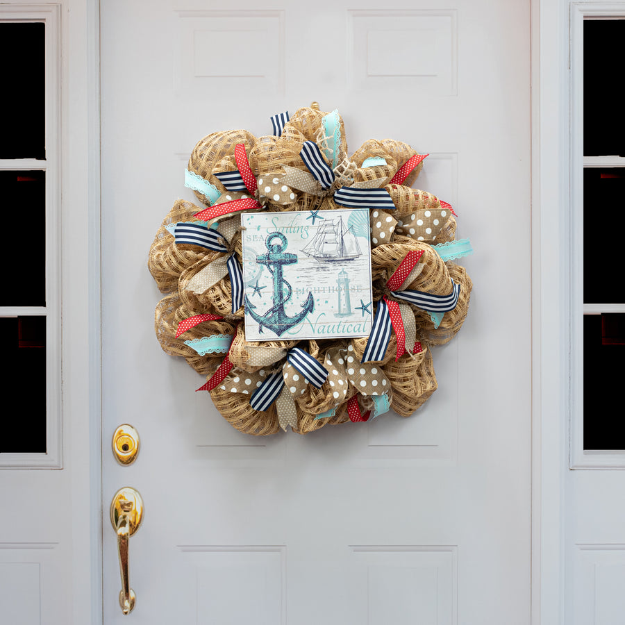 10" Square Wooden Sign: Nautical Collage detail photo 4