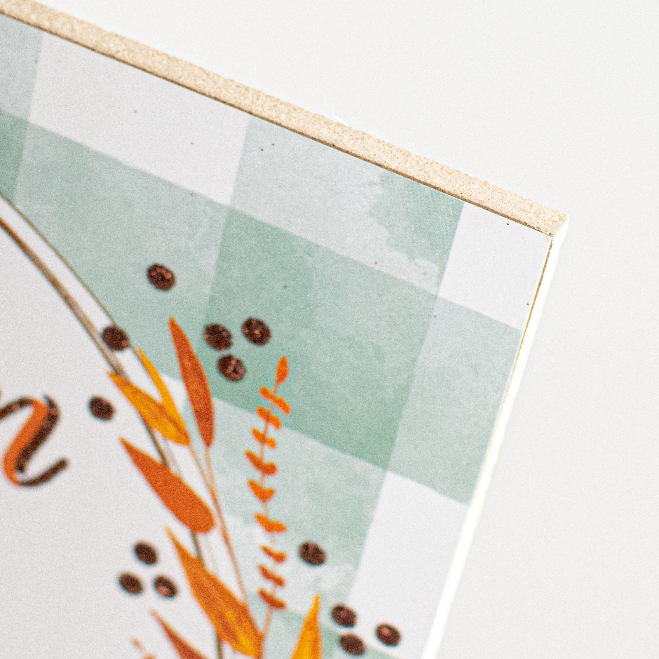 10" Square Wooden Sign: Pumpkin Spice Glitter detail photo 3