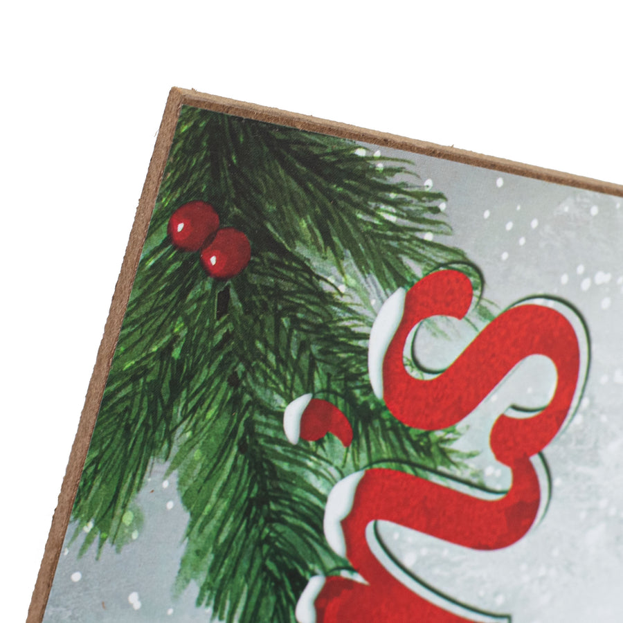 10" Square Wooden Sign: Season's Greetings Cardinal detail photo 3