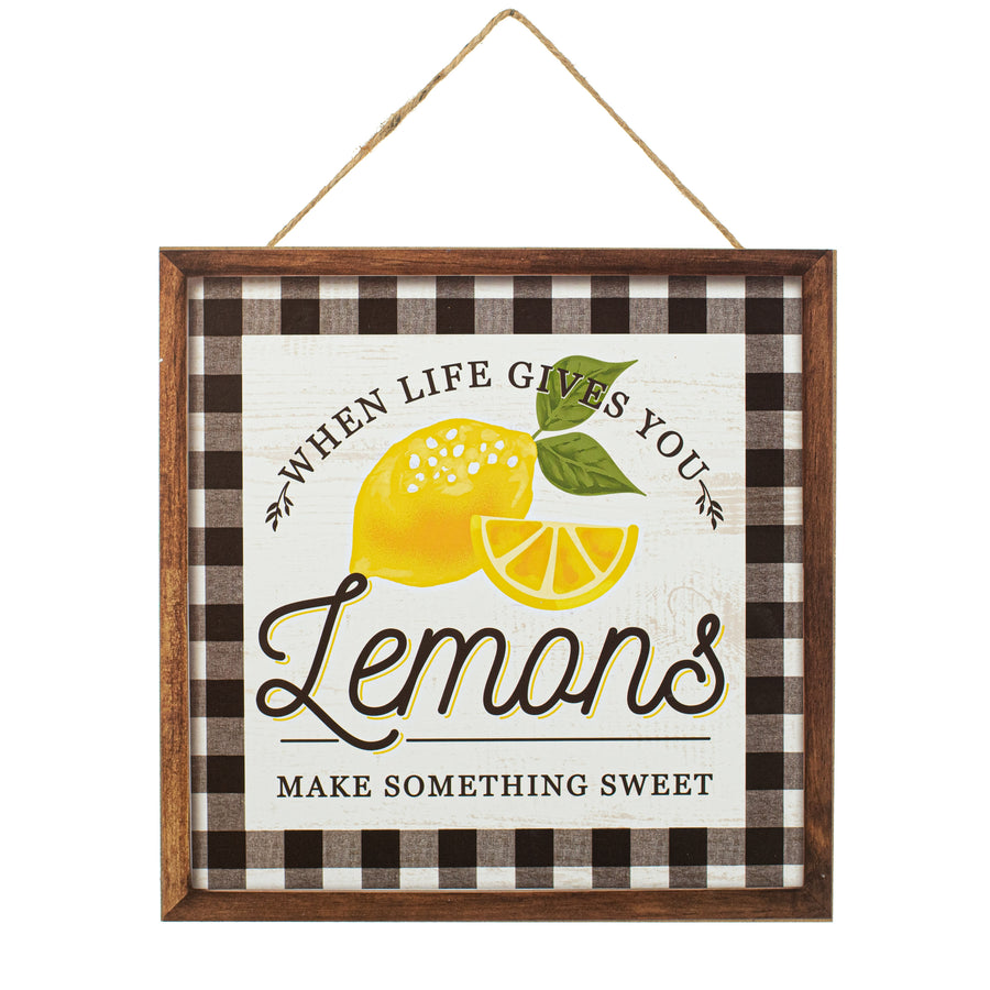 10" Square Wooden Sign: Sweet Life Lemons Item Number: AP8757