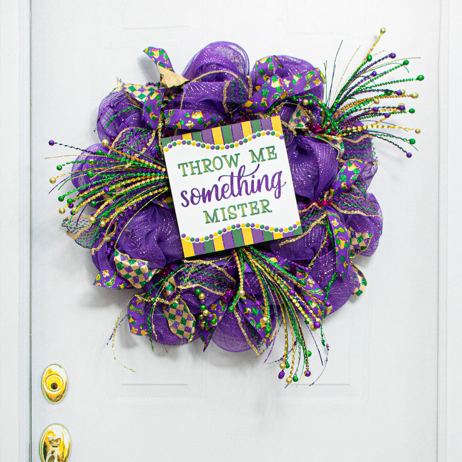 10" Square Wooden Sign: Throw Me Something Mister Lifestyle Photo