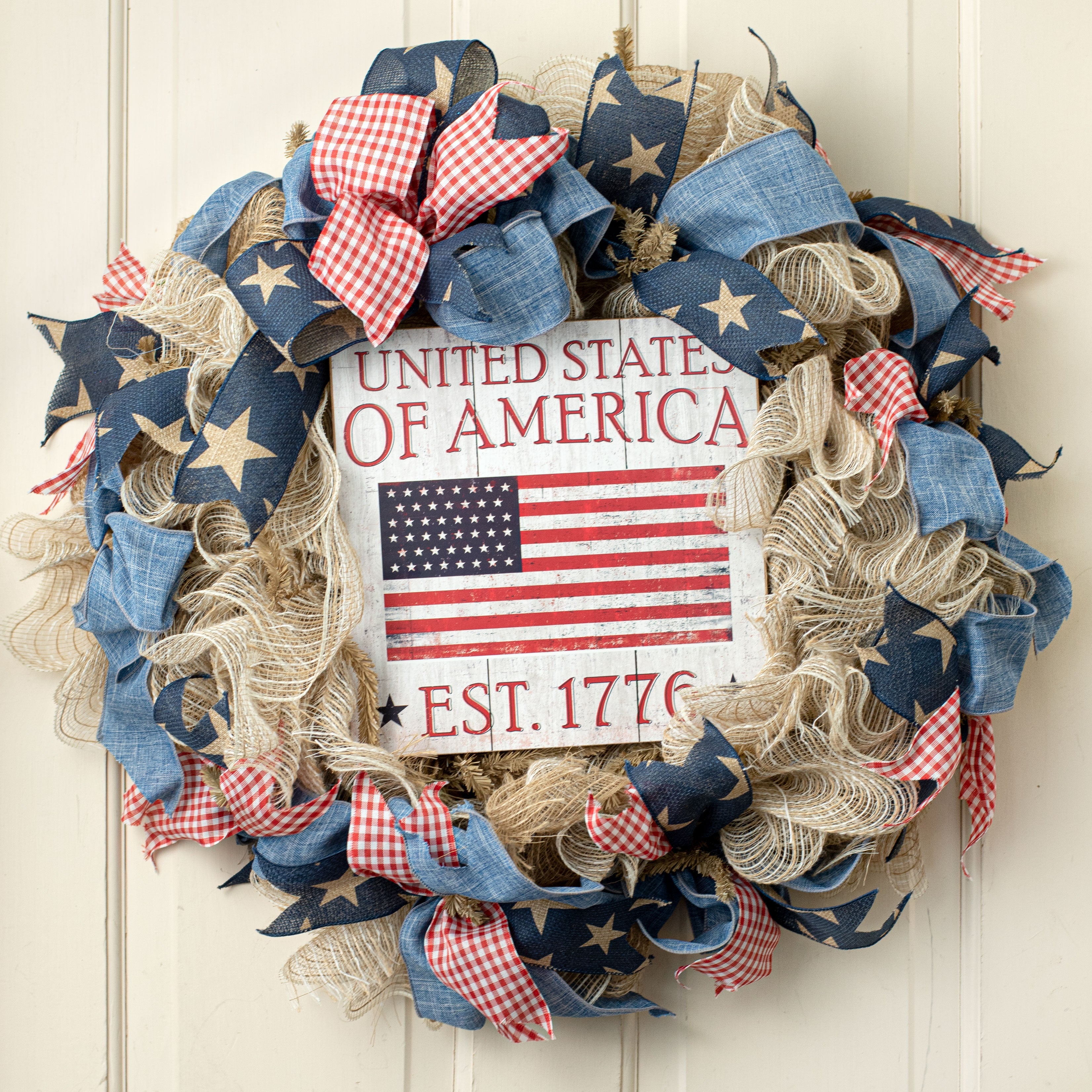 10" Square Wooden Sign: United States of America Flag Lifestyle Photo